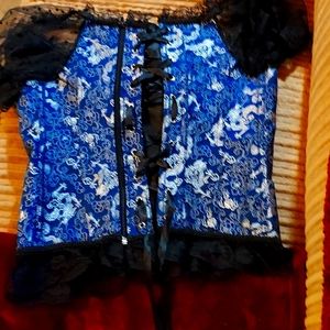 NWOT-XL Corset black + blue
